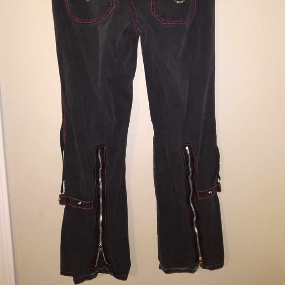 Women's Tripp NYC Daang Goodman Gothic Pants Punk Chain Sz 7 Black/Red Baggy - Picture 7 of 8